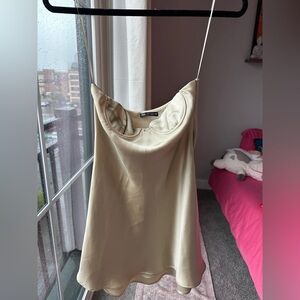 Zara Satin Slip Dress in Light Green